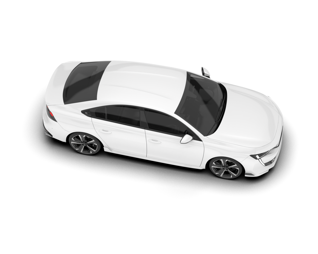 White city car isolated on transparent background. 3d rendering - illustration png