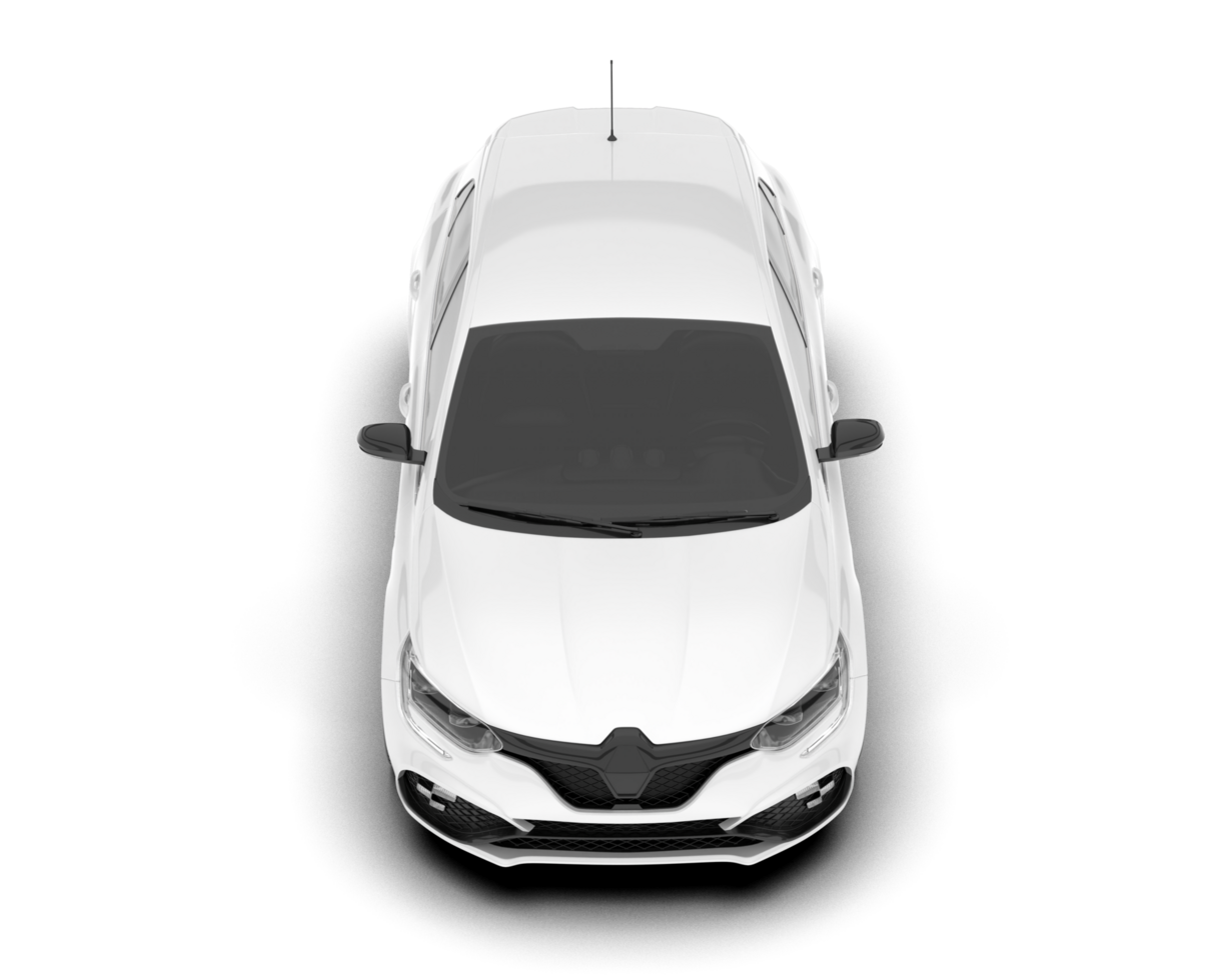 White city car isolated on transparent background. 3d rendering - illustration png