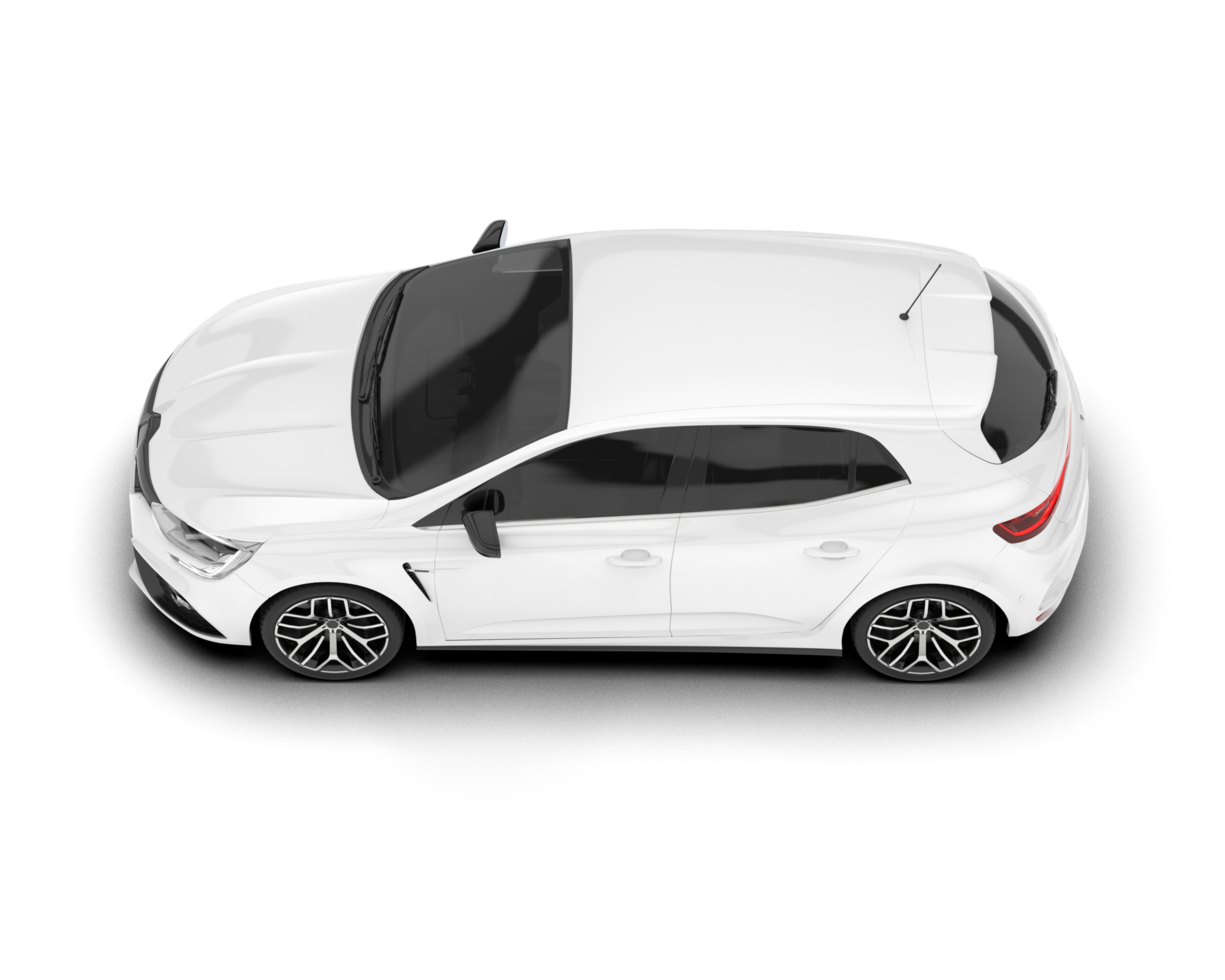 White city car isolated on transparent background. 3d rendering - illustration png