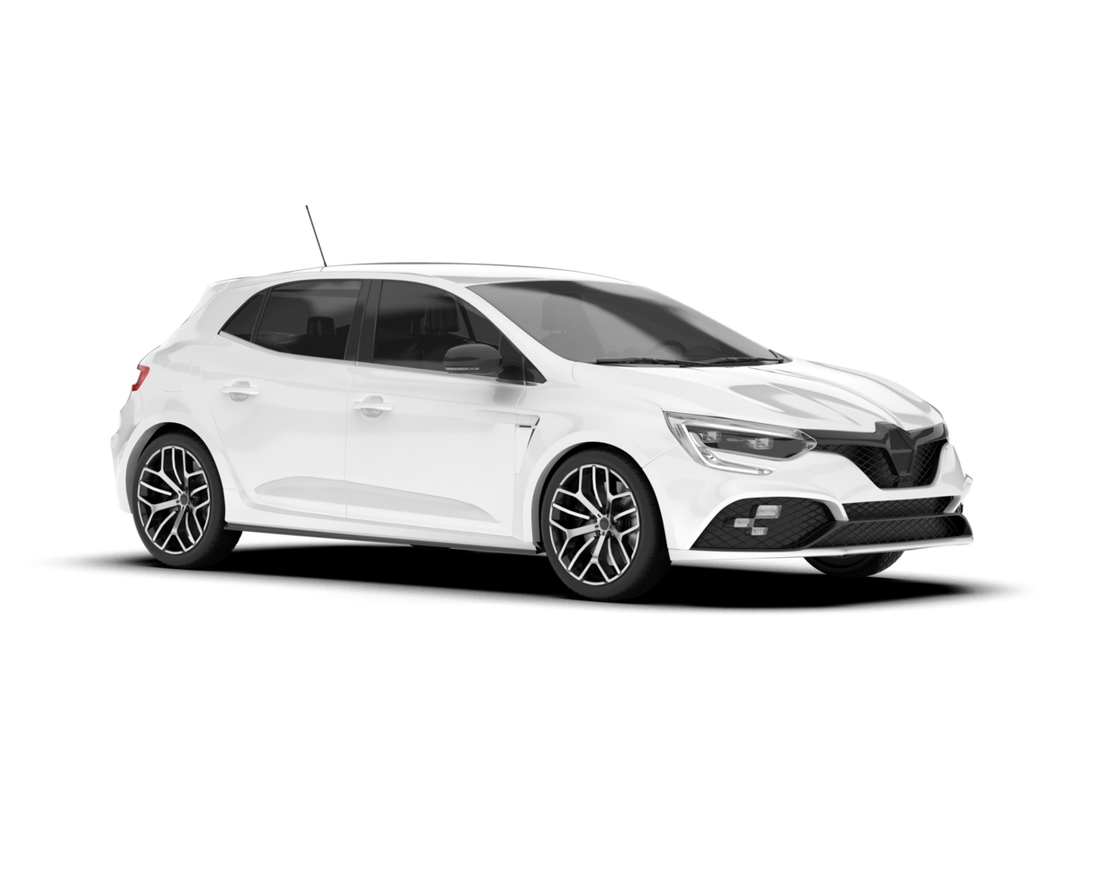 White city car isolated on transparent background. 3d rendering - illustration png