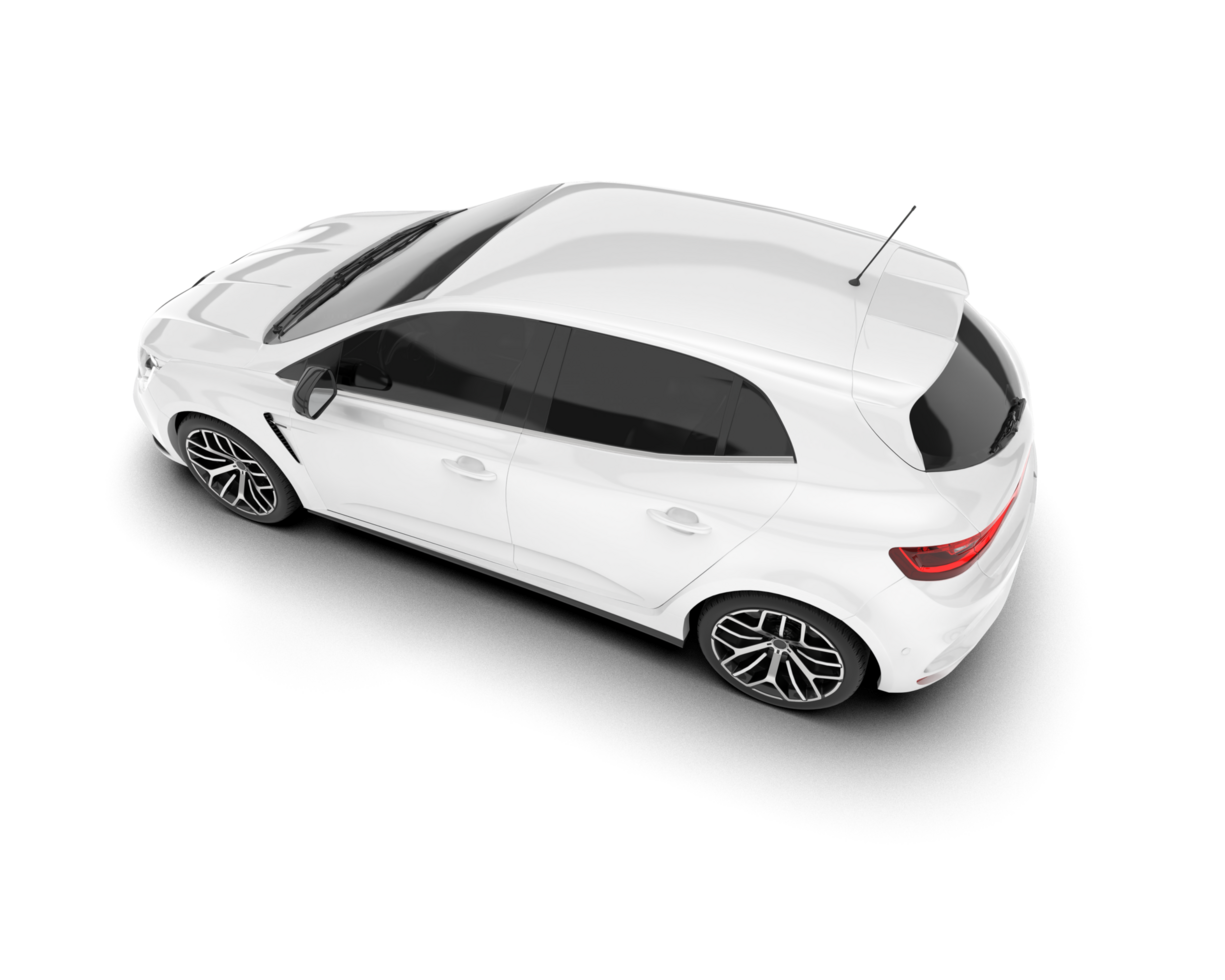 White city car isolated on transparent background. 3d rendering - illustration png