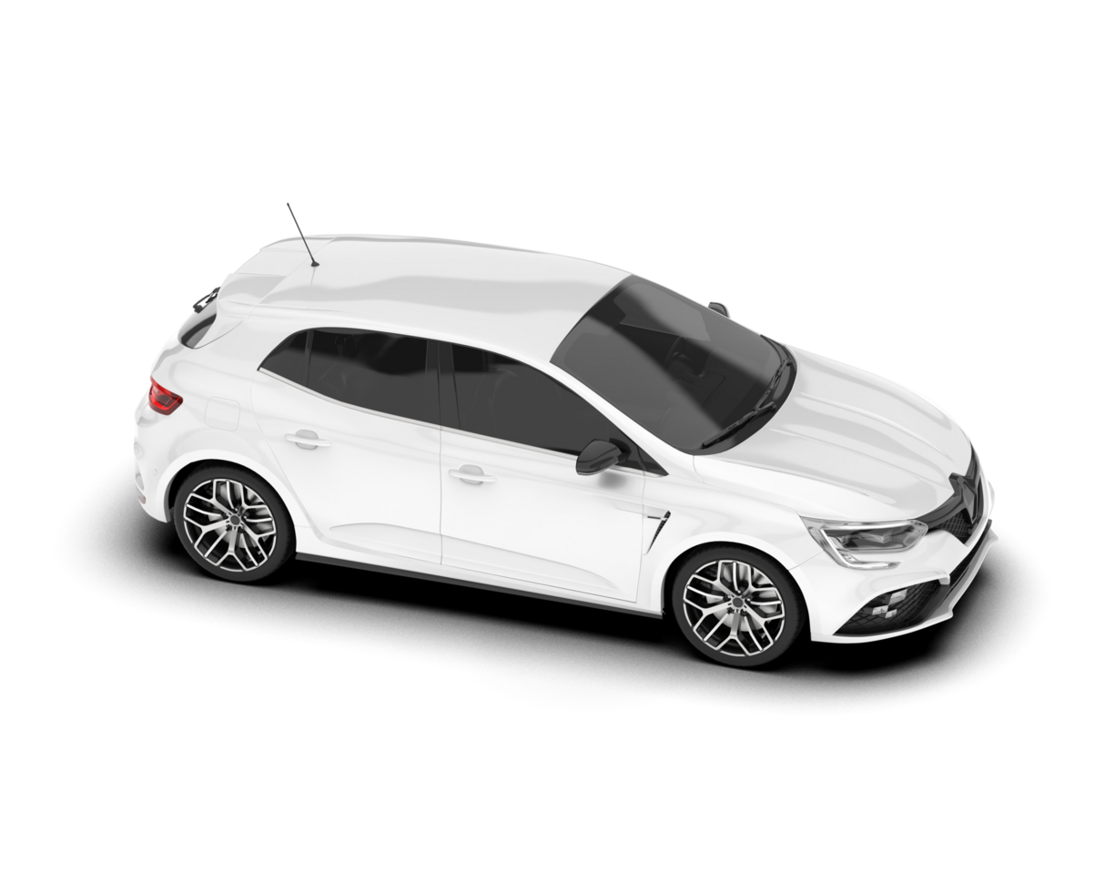 White city car isolated on transparent background. 3d rendering - illustration png