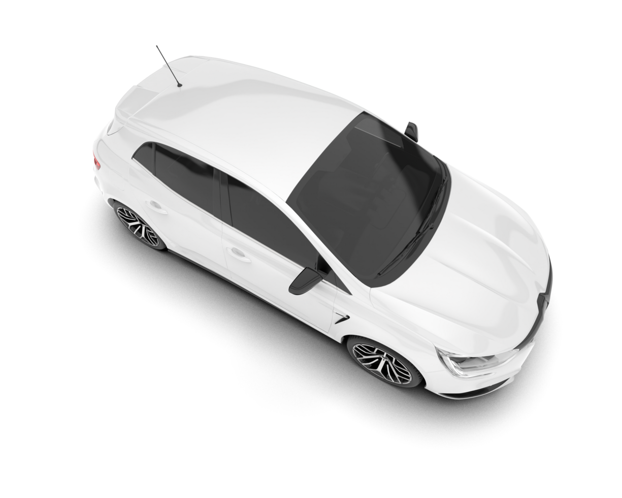 White city car isolated on transparent background. 3d rendering - illustration png