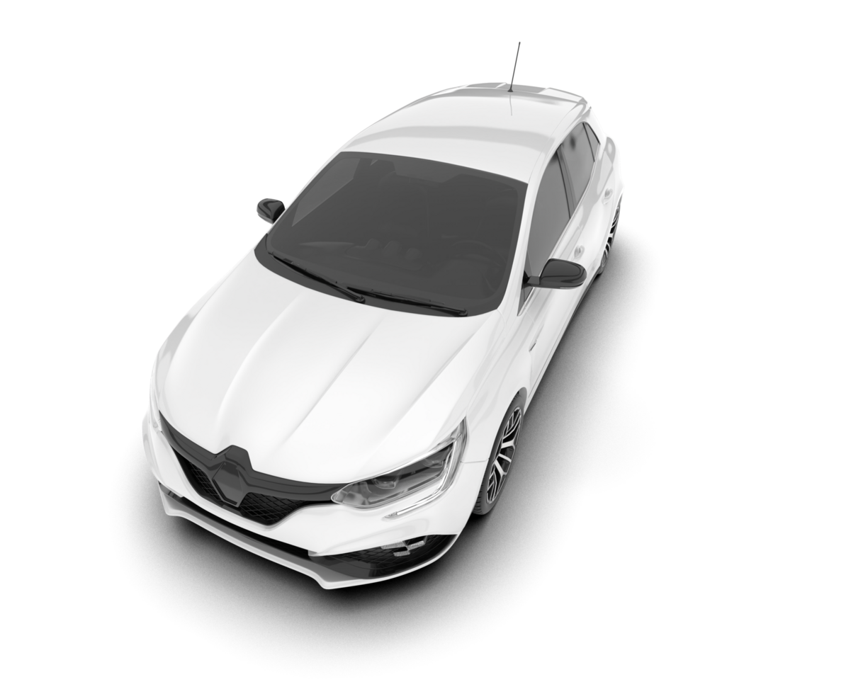 White city car isolated on transparent background. 3d rendering - illustration png