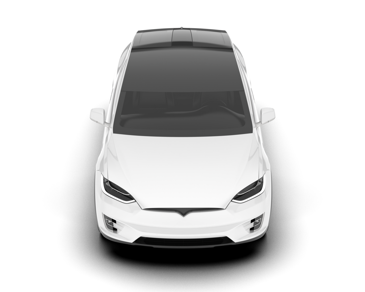 White city car isolated on transparent background. 3d rendering - illustration png