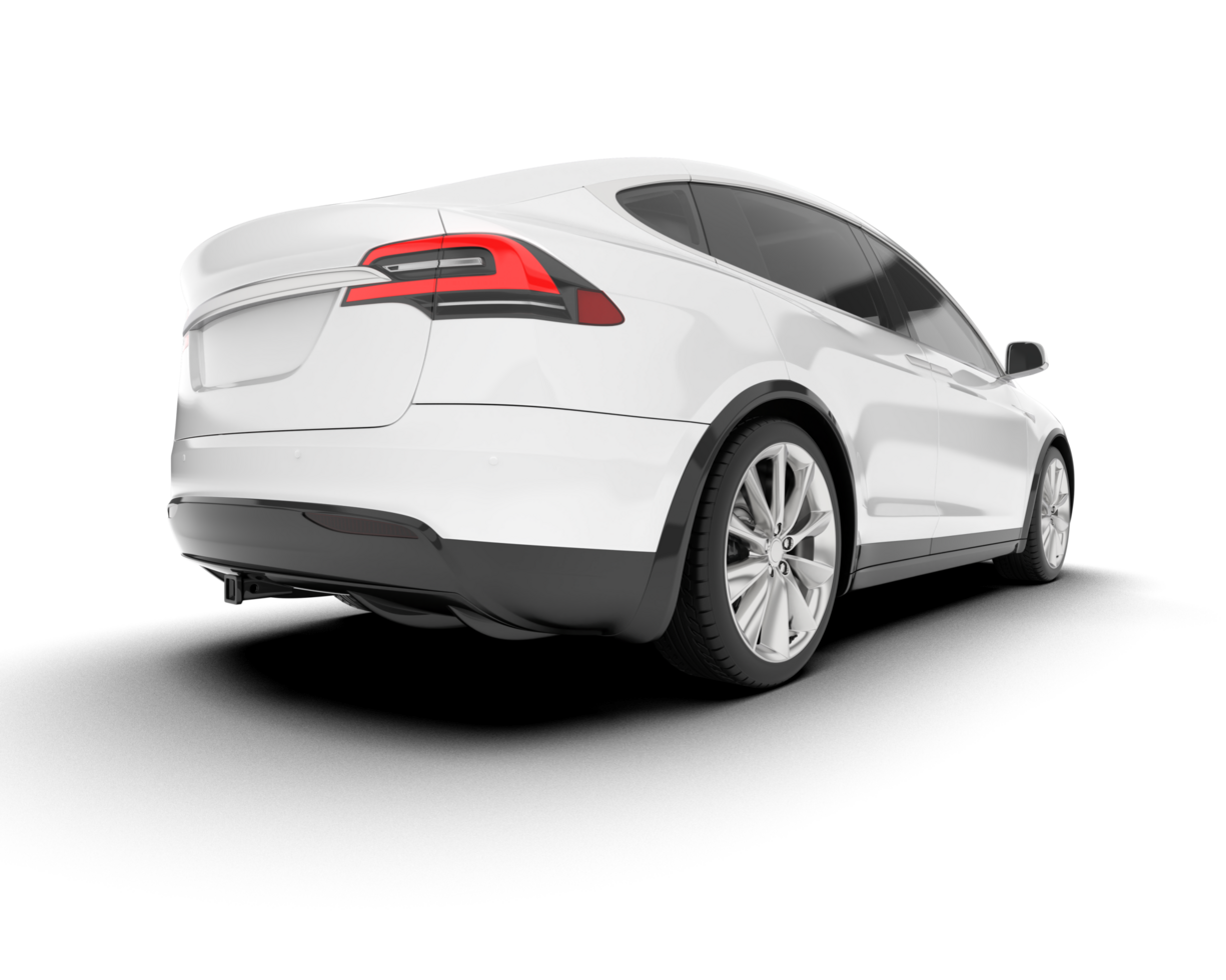 White city car isolated on transparent background. 3d rendering - illustration png