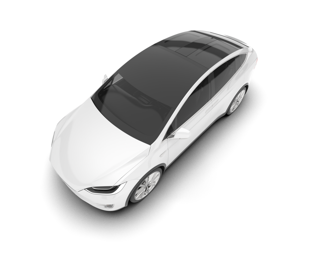 White city car isolated on transparent background. 3d rendering - illustration png