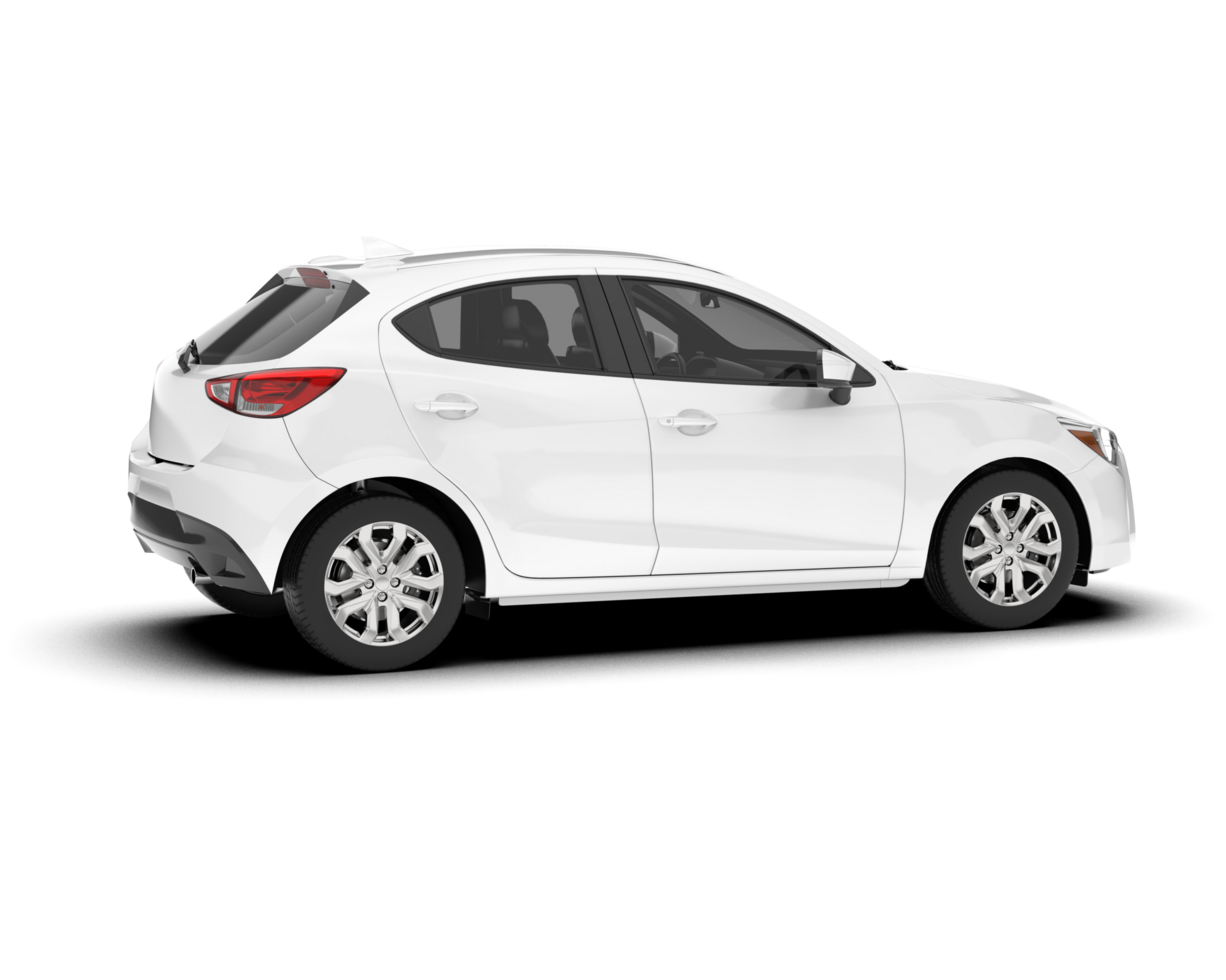 White city car isolated on transparent background. 3d rendering - illustration png