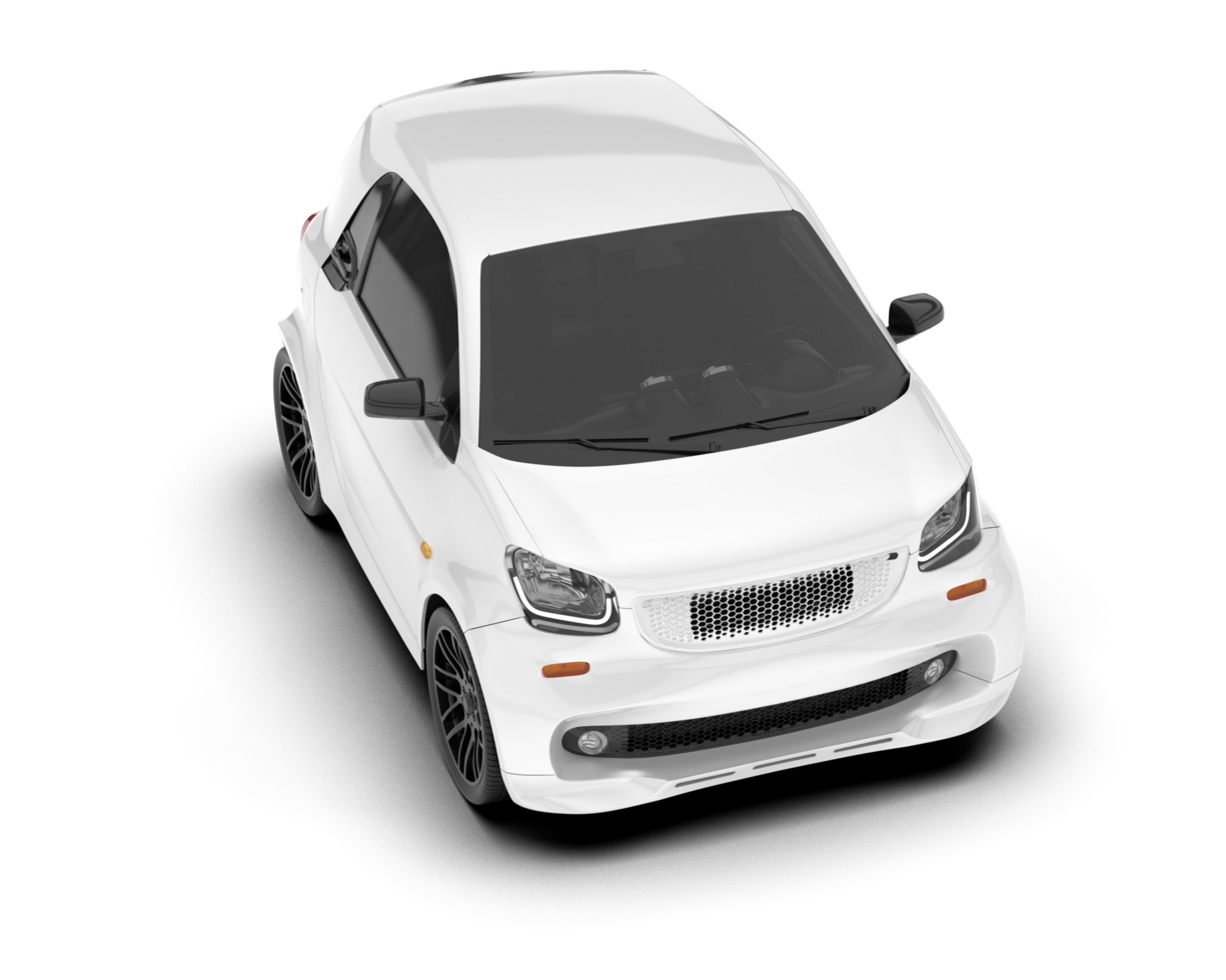 White city car isolated on transparent background. 3d rendering - illustration png