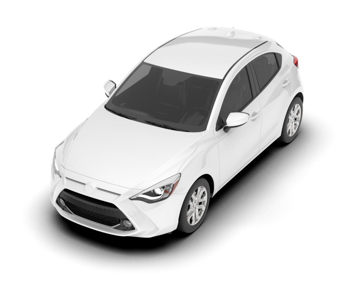 White city car isolated on transparent background. 3d rendering - illustration png