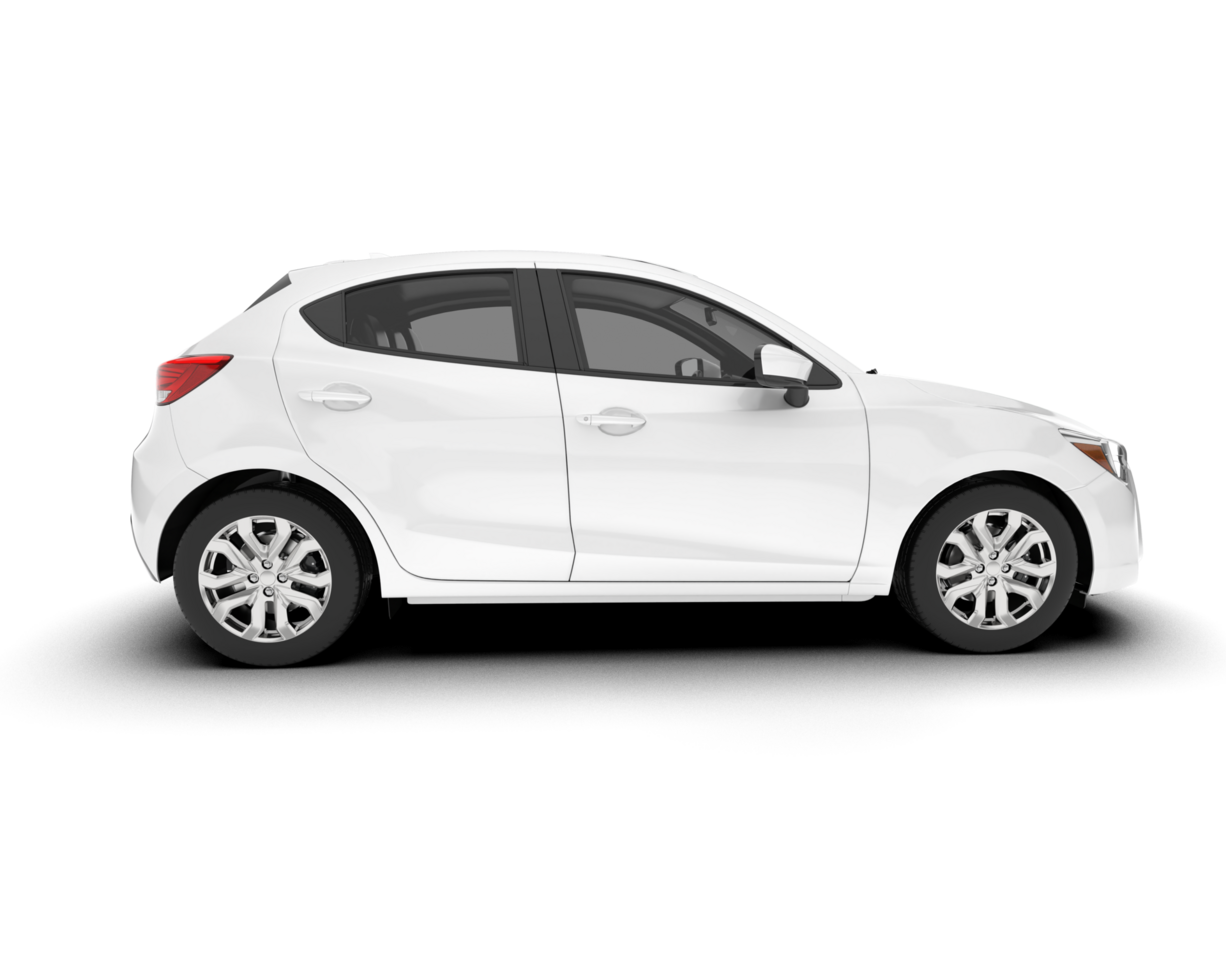 White city car isolated on transparent background. 3d rendering - illustration png