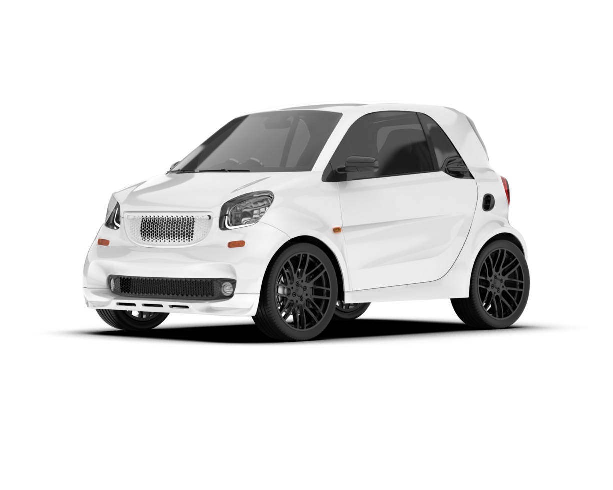 White city car isolated on transparent background. 3d rendering - illustration png