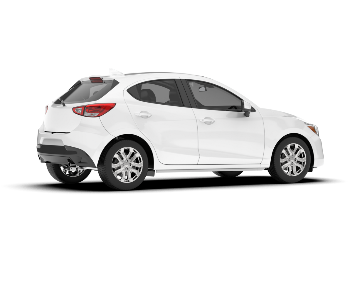 White city car isolated on transparent background. 3d rendering - illustration png