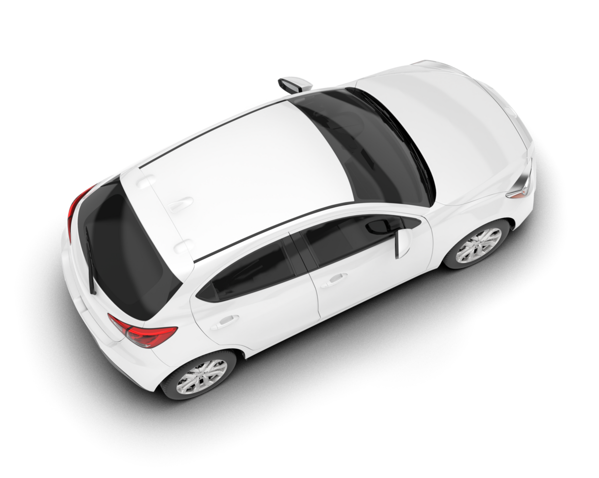 White city car isolated on transparent background. 3d rendering - illustration png