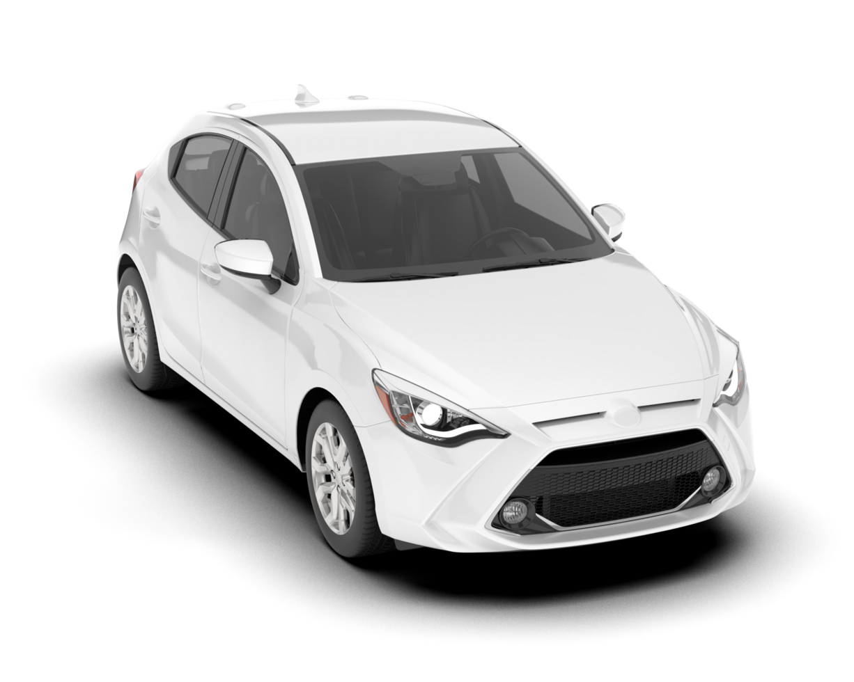 White city car isolated on transparent background. 3d rendering - illustration png