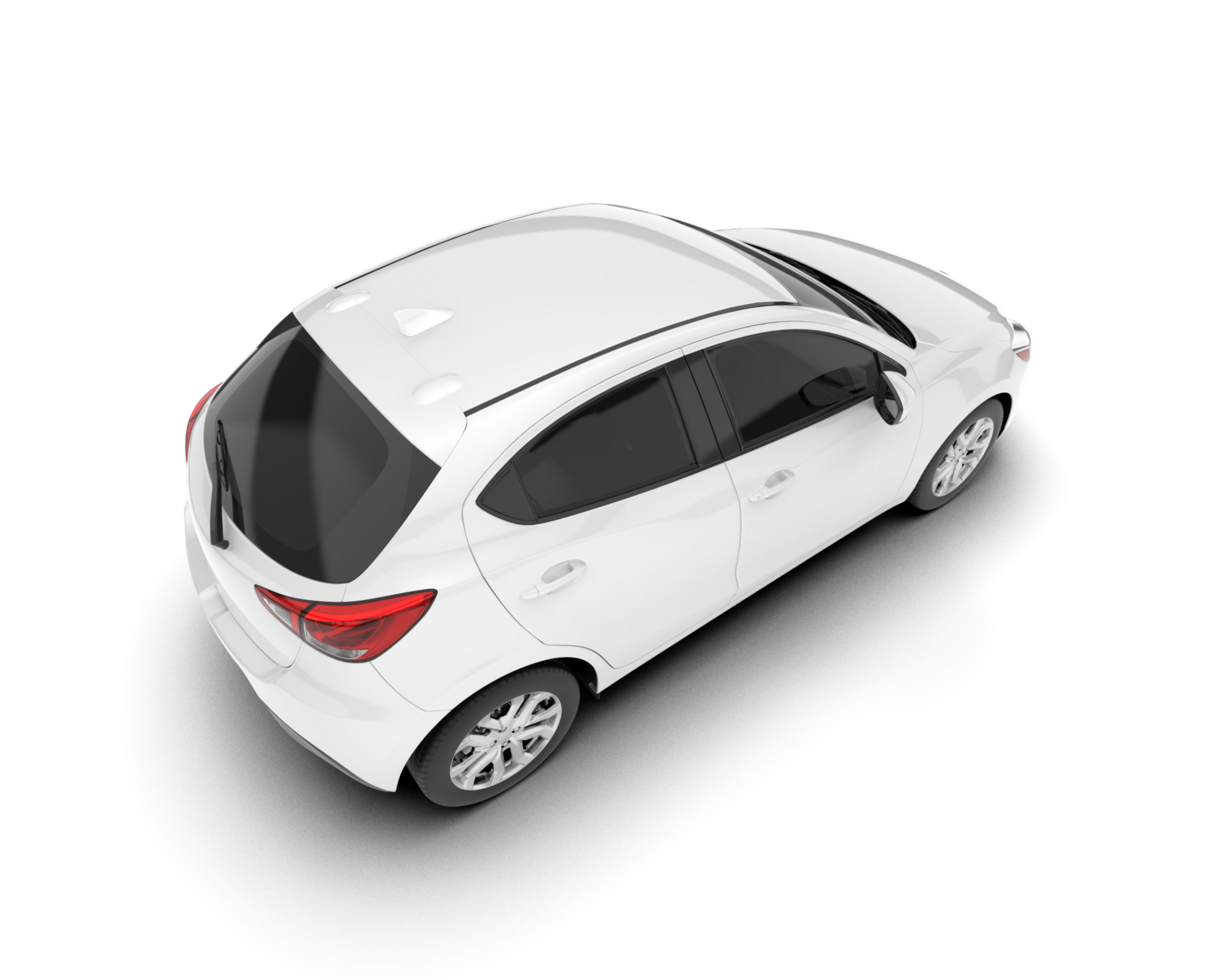 White city car isolated on transparent background. 3d rendering - illustration png