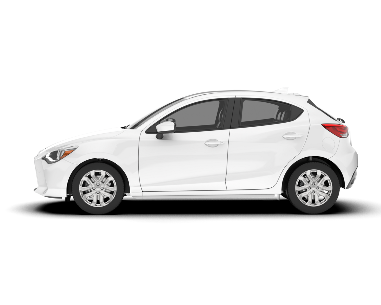 White city car isolated on transparent background. 3d rendering - illustration png