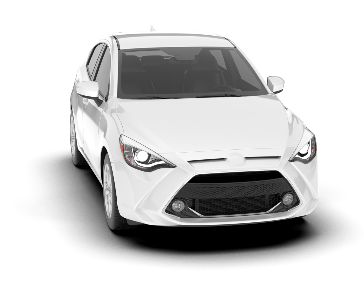 White city car isolated on transparent background. 3d rendering - illustration png