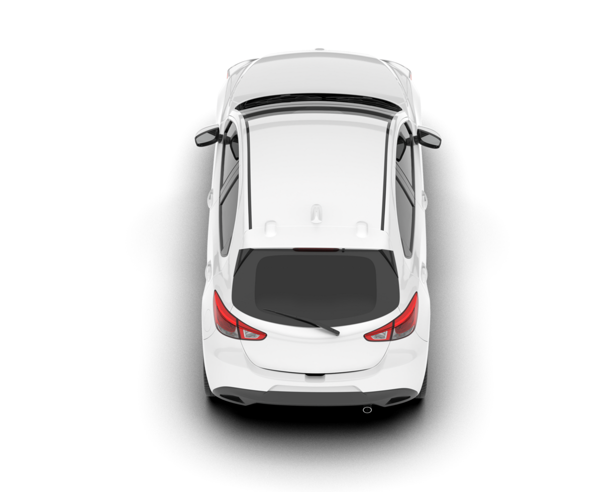 White city car isolated on transparent background. 3d rendering - illustration png