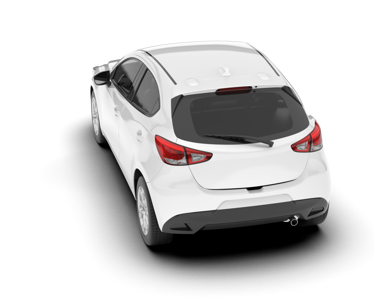 White city car isolated on transparent background. 3d rendering - illustration png