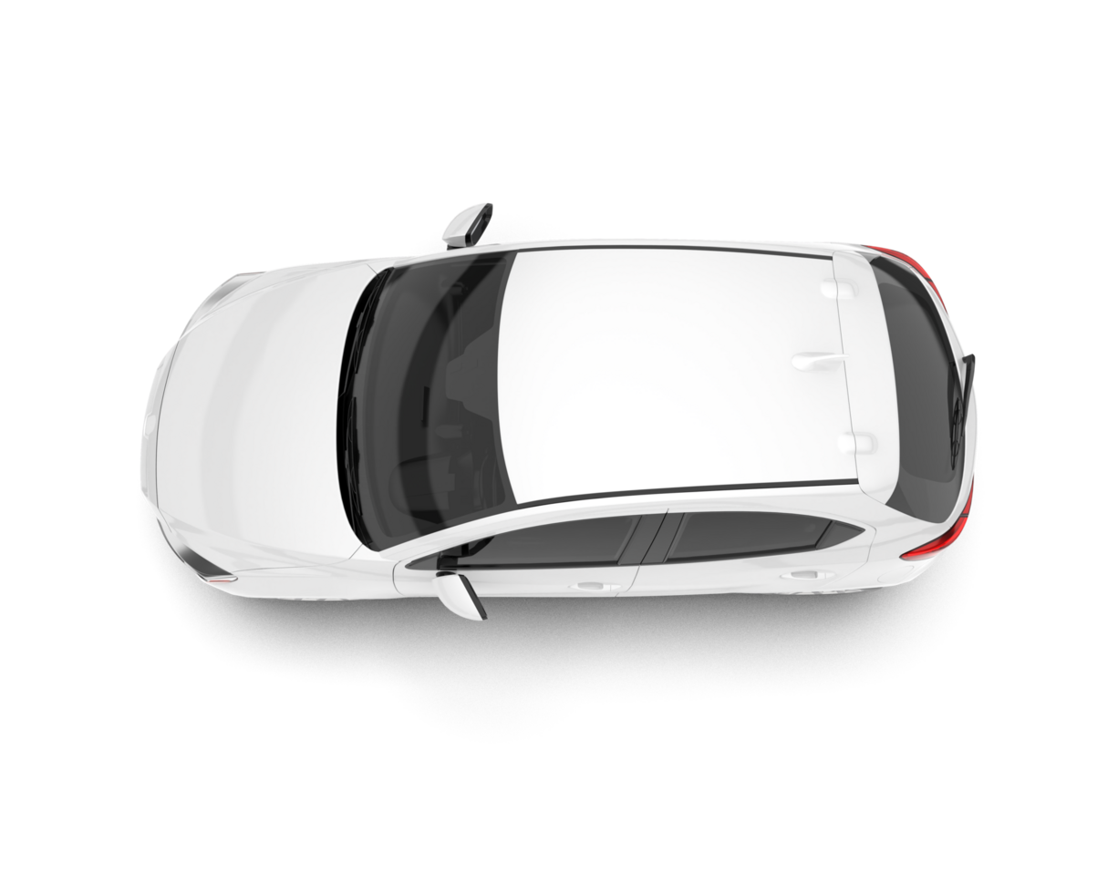 White city car isolated on transparent background. 3d rendering - illustration png