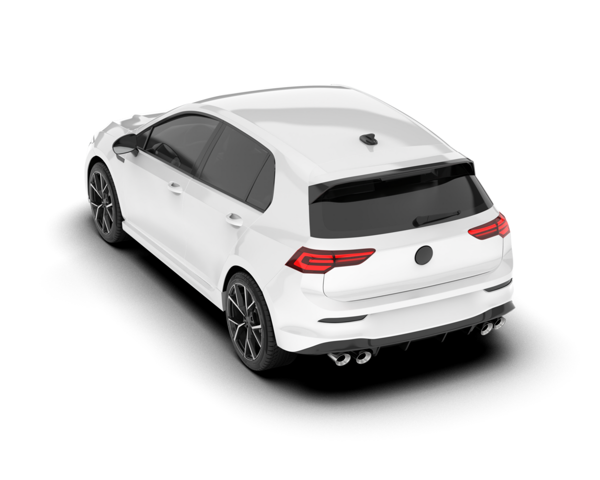 White city car isolated on transparent background. 3d rendering - illustration png