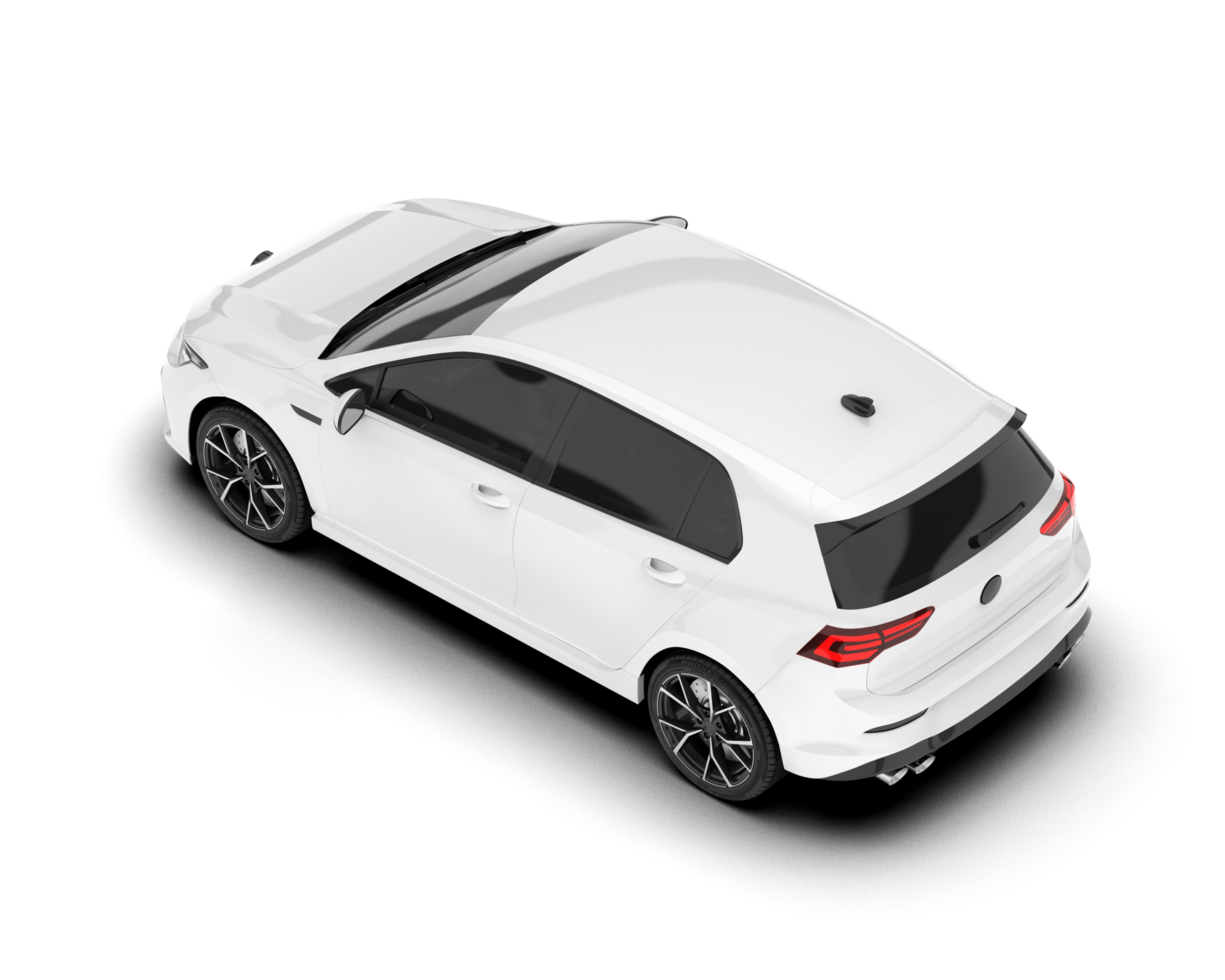 White city car isolated on transparent background. 3d rendering - illustration png
