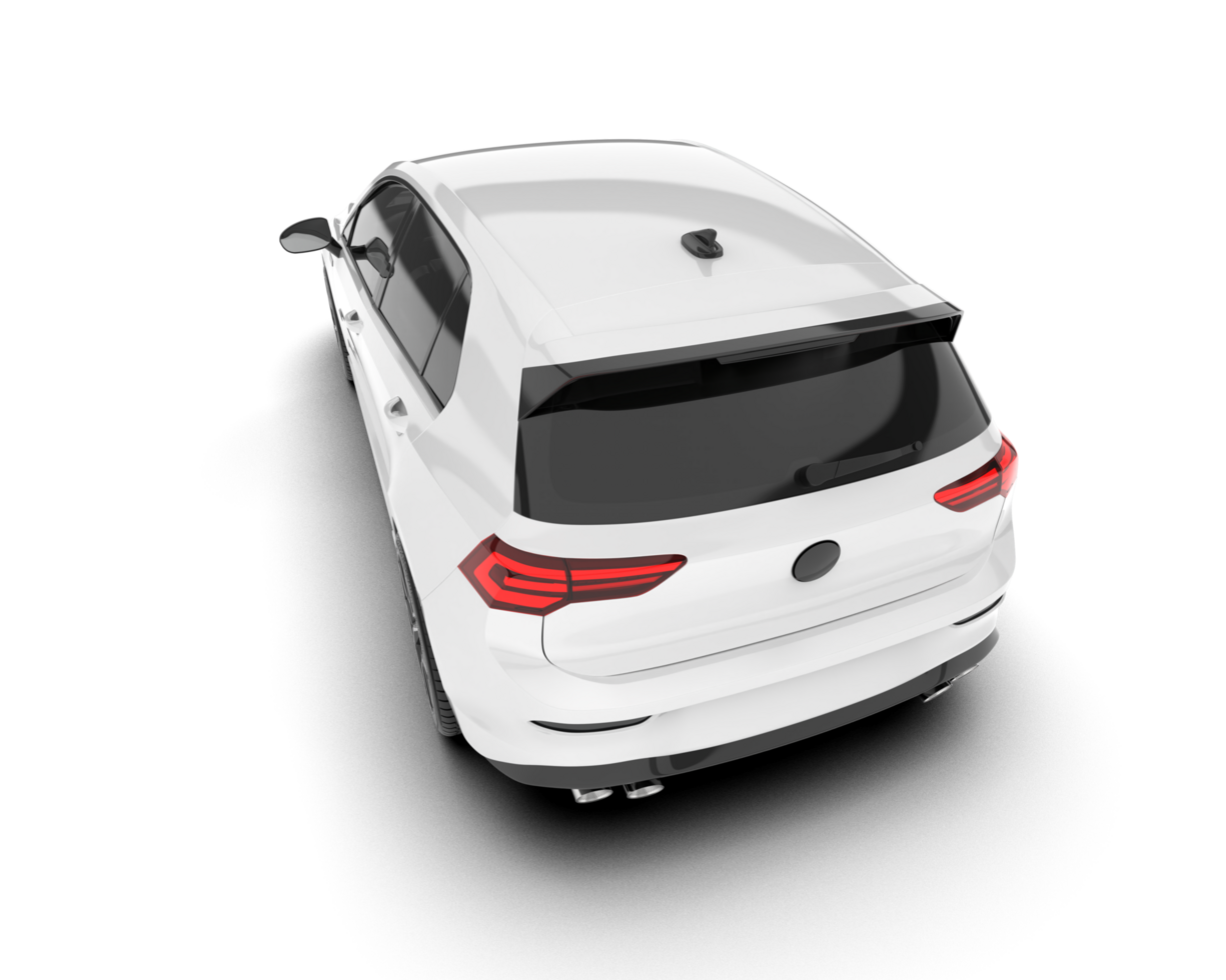 White city car isolated on transparent background. 3d rendering - illustration png