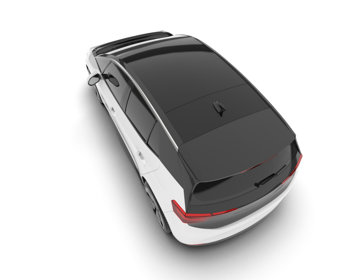 White city car isolated on transparent background. 3d rendering - illustration png