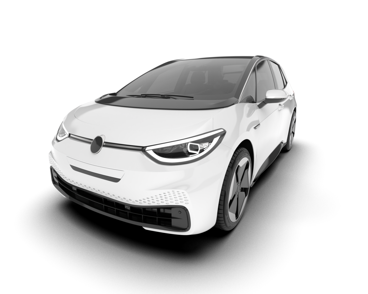 White city car isolated on transparent background. 3d rendering - illustration png