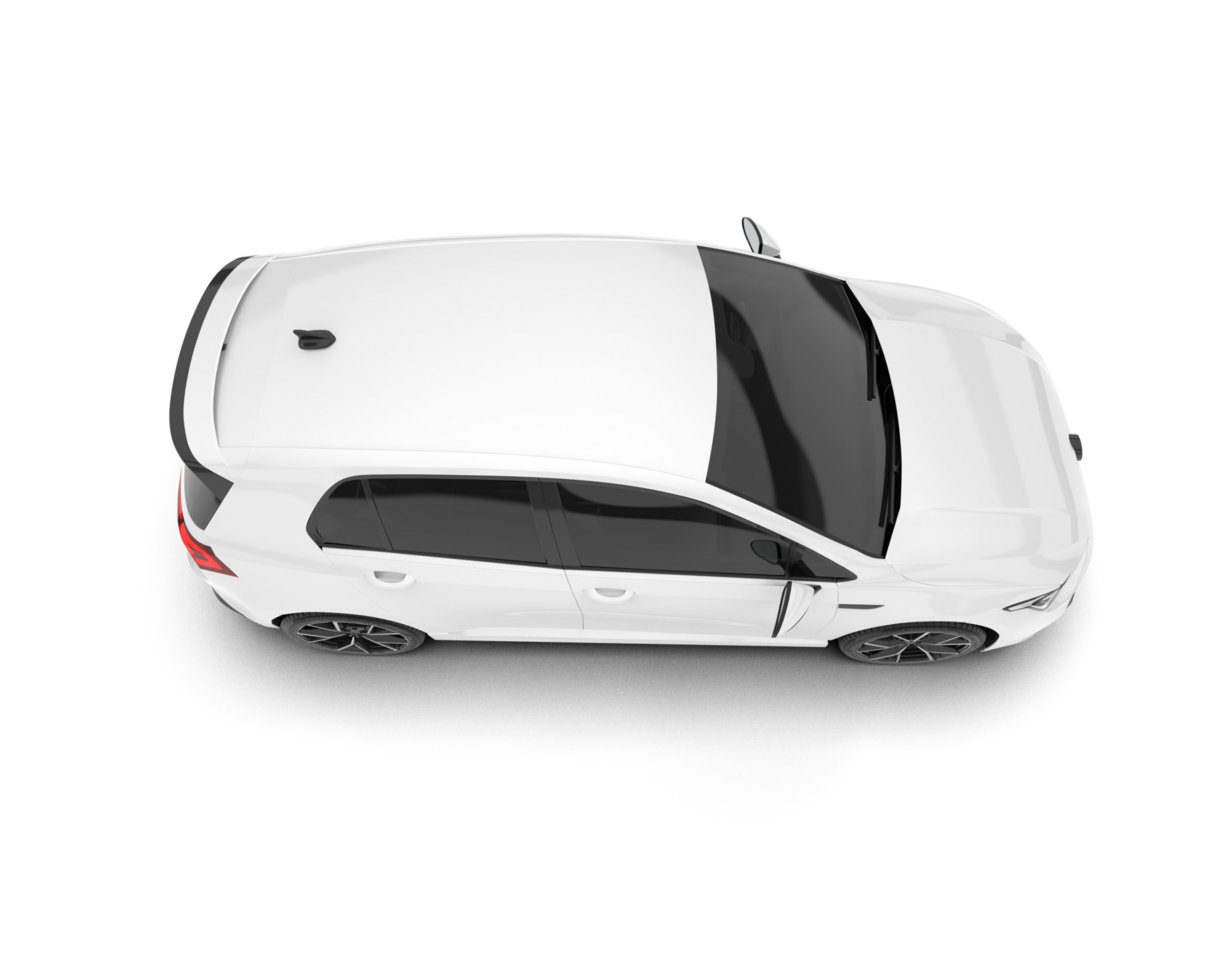 White city car isolated on transparent background. 3d rendering - illustration png