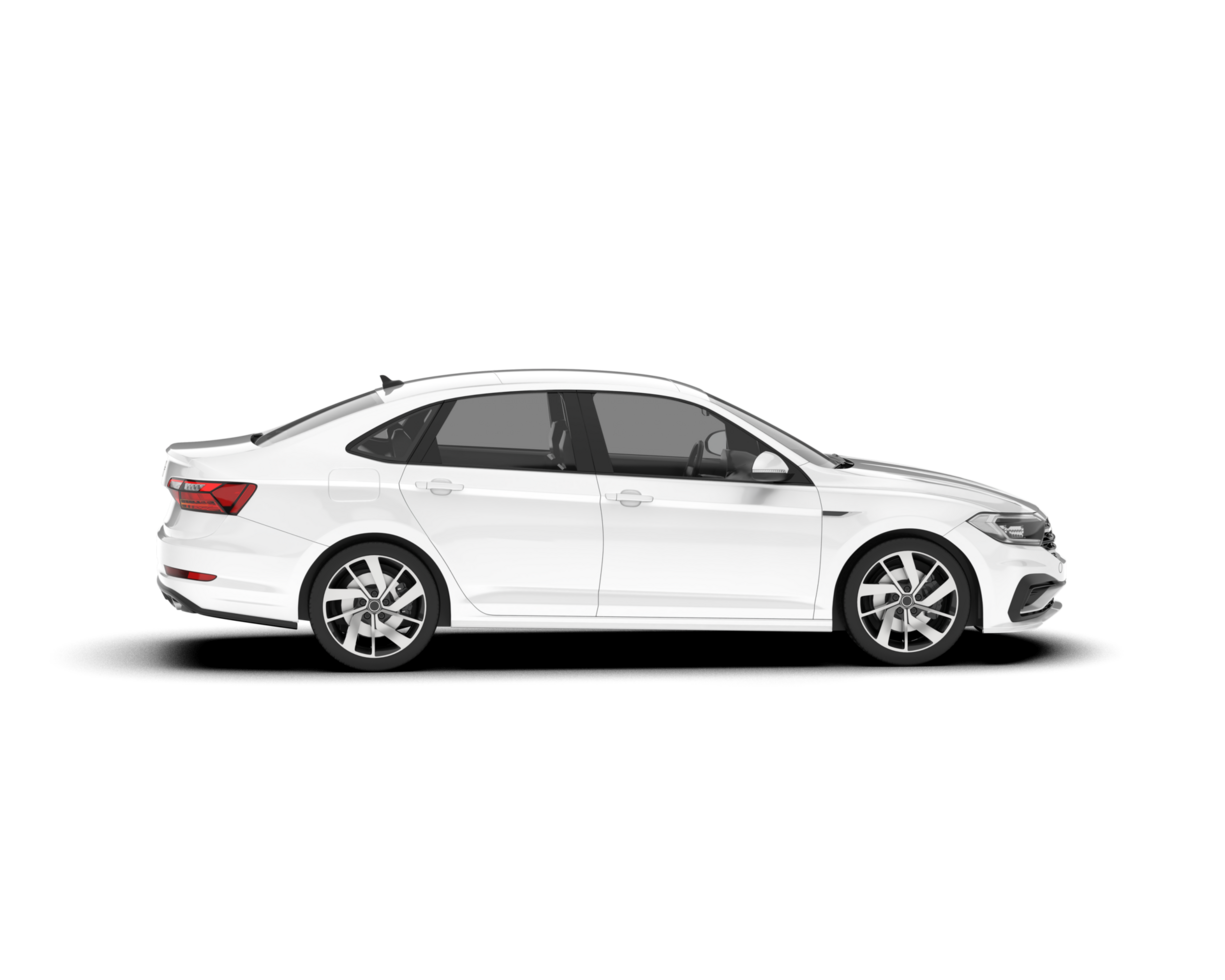 White city car isolated on transparent background. 3d rendering - illustration png