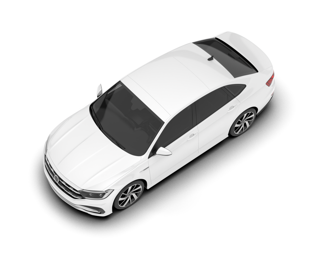 White city car isolated on transparent background. 3d rendering - illustration png