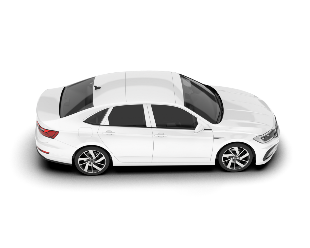 White city car isolated on transparent background. 3d rendering - illustration png