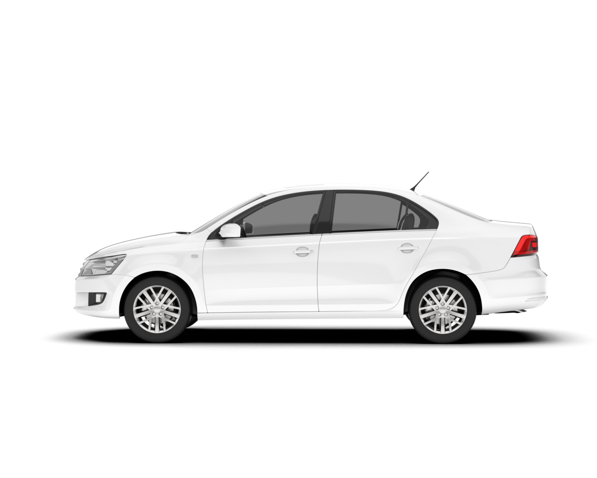 White city car isolated on transparent background. 3d rendering - illustration png