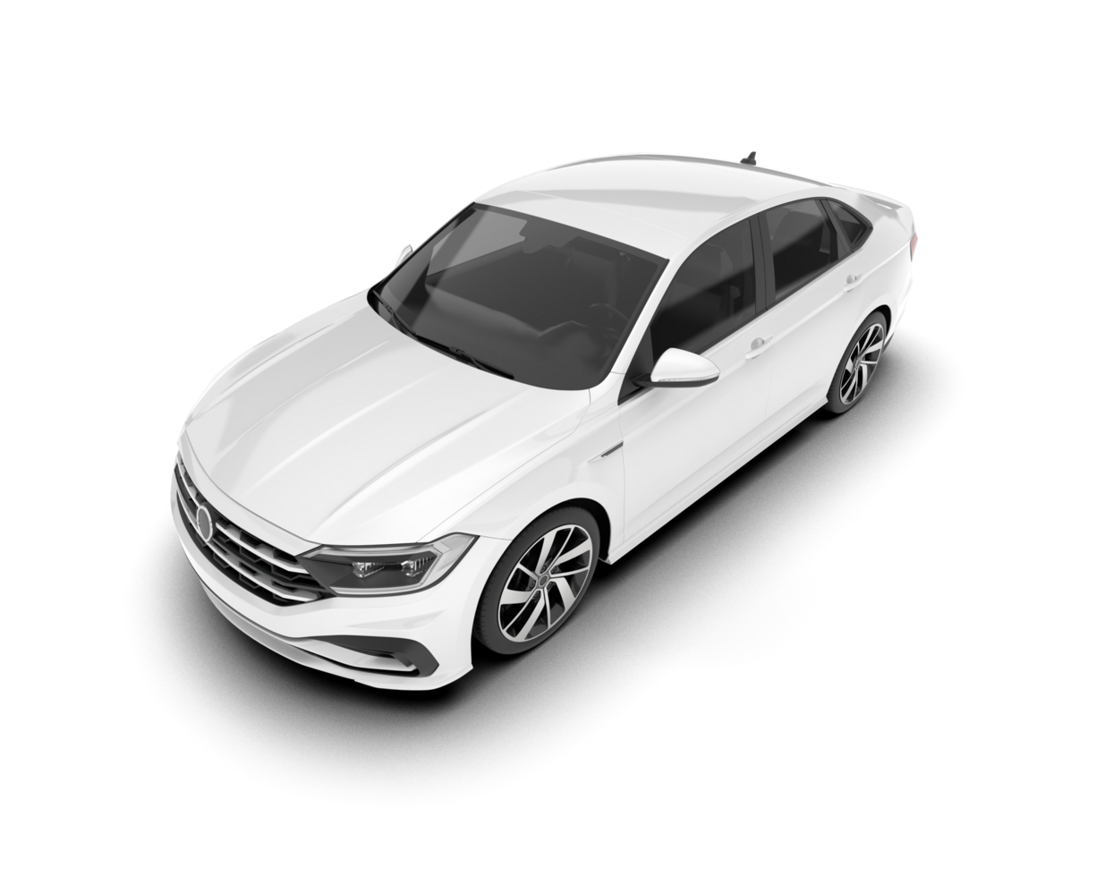 White city car isolated on transparent background. 3d rendering - illustration png