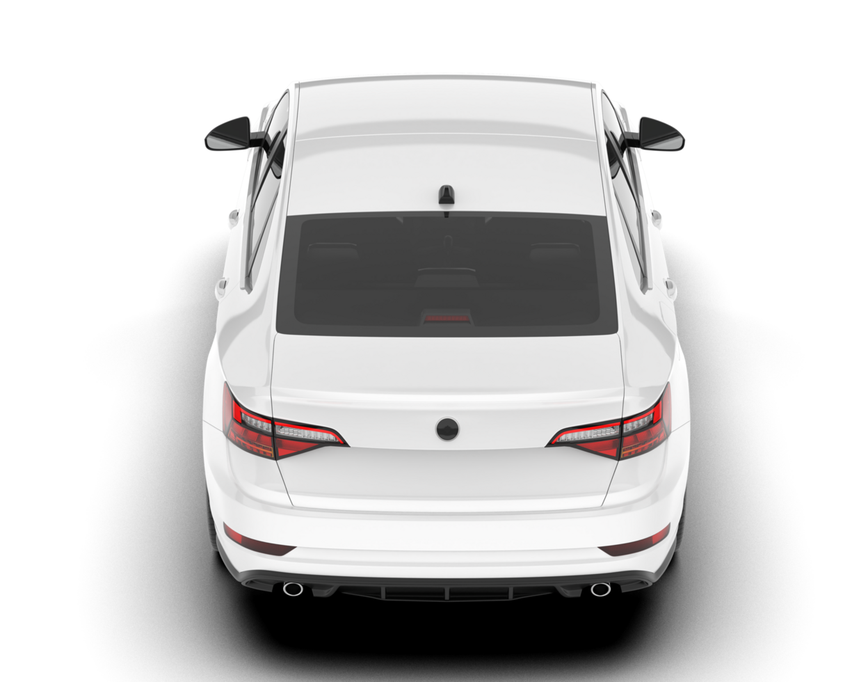 White city car isolated on transparent background. 3d rendering - illustration png