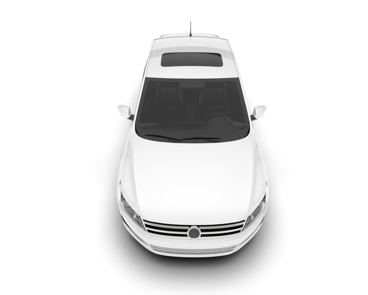 White city car isolated on transparent background. 3d rendering - illustration png