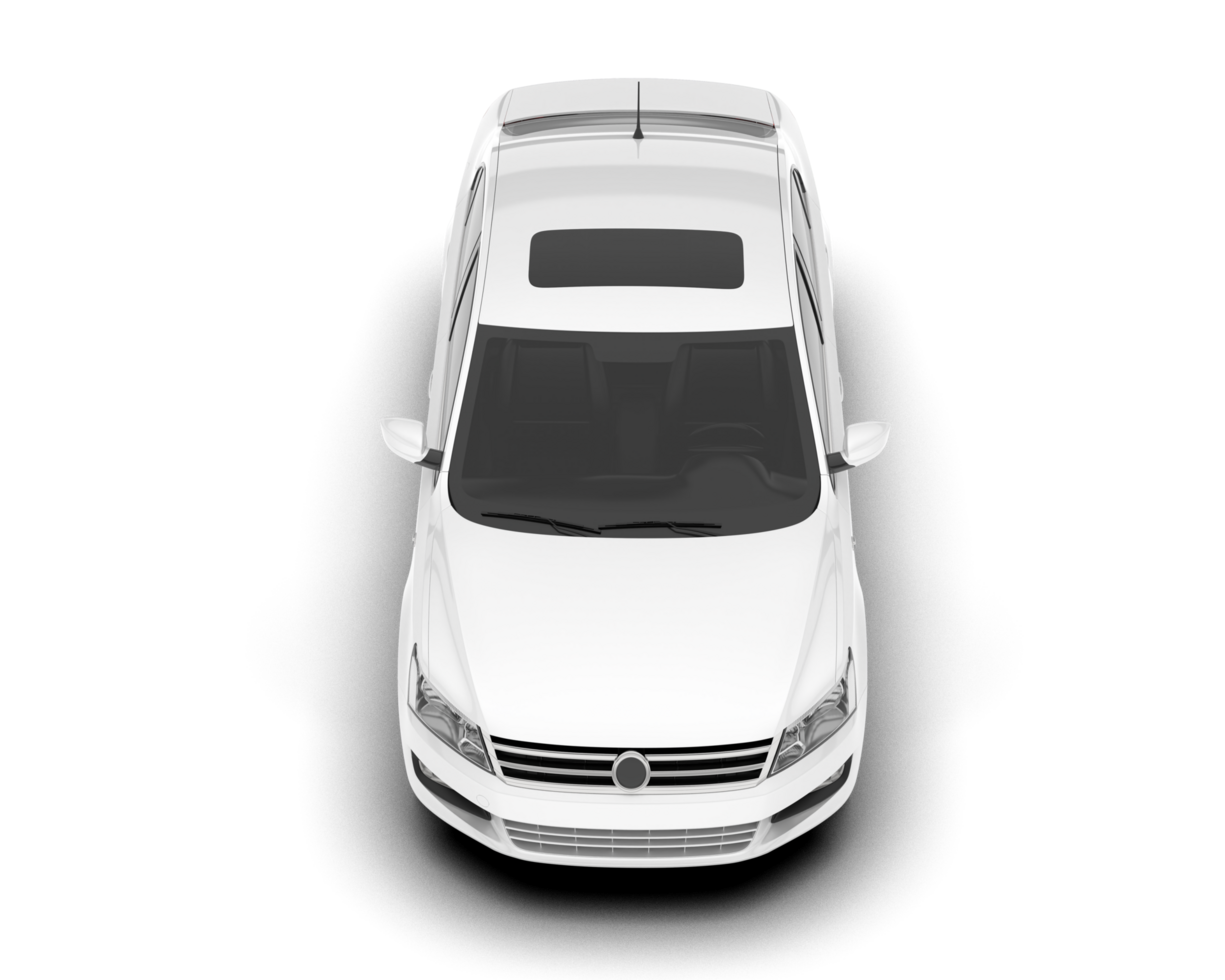 White city car isolated on transparent background. 3d rendering - illustration png