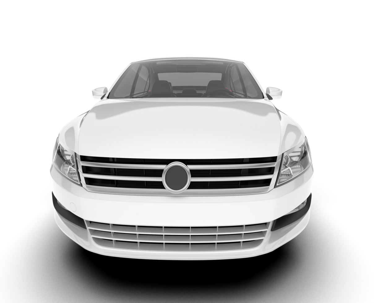 White city car isolated on transparent background. 3d rendering - illustration png