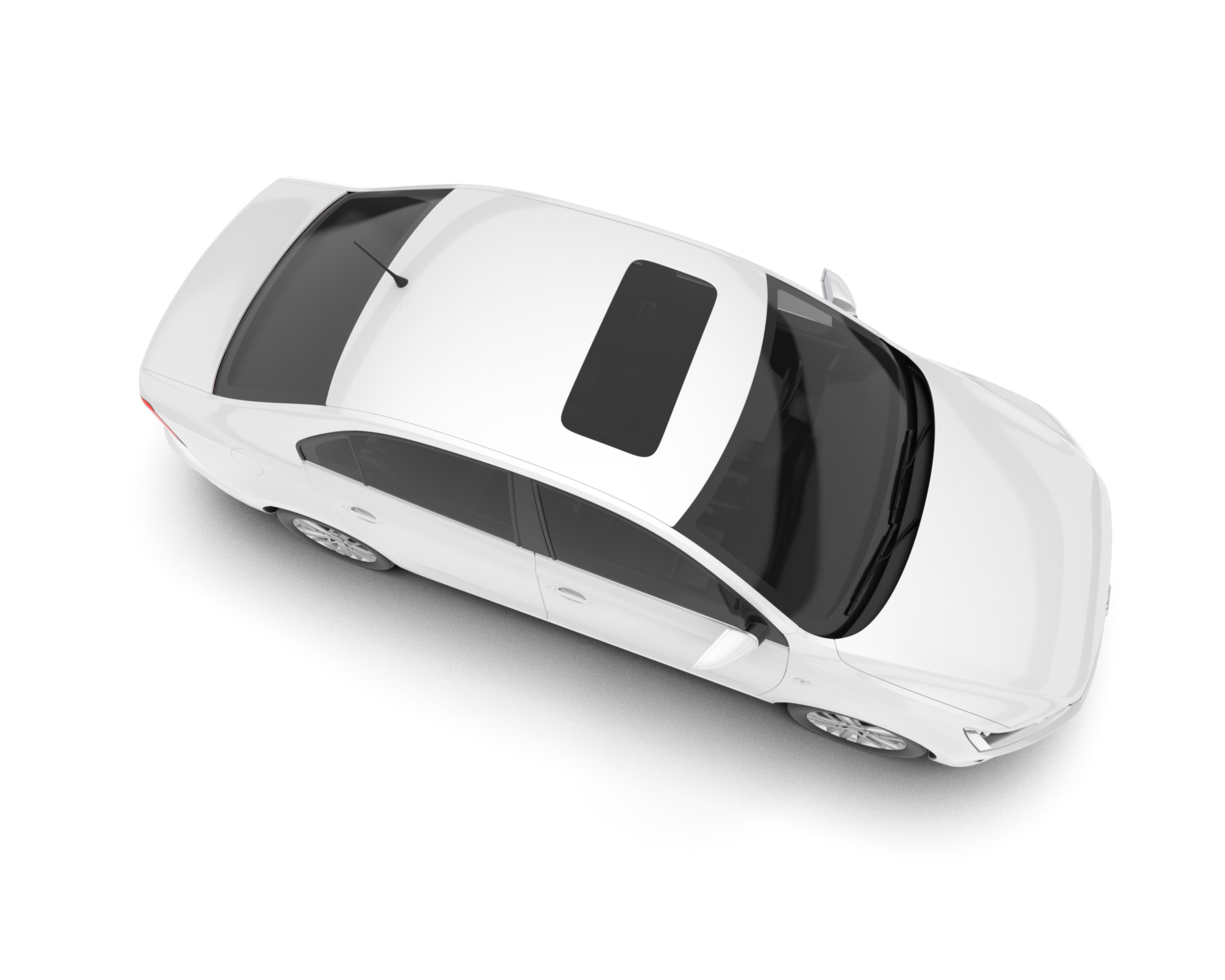 White city car isolated on transparent background. 3d rendering - illustration png