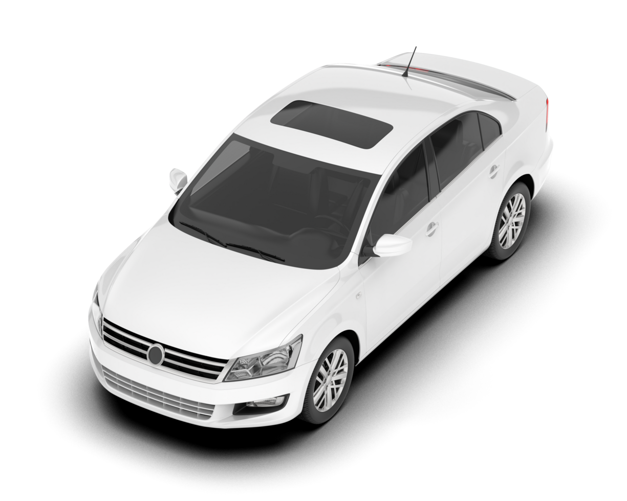 White city car isolated on transparent background. 3d rendering - illustration png