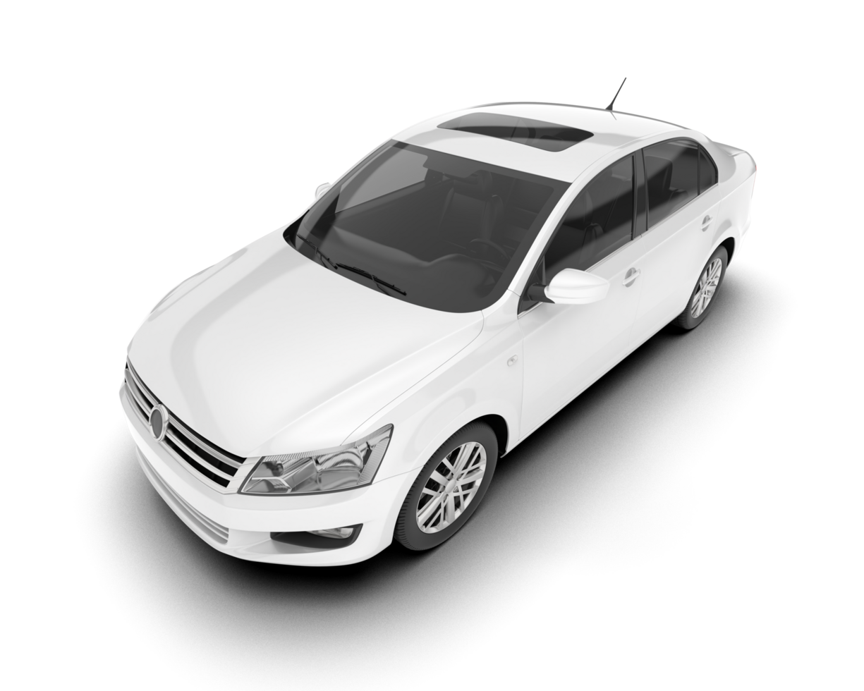 White city car isolated on transparent background. 3d rendering - illustration png