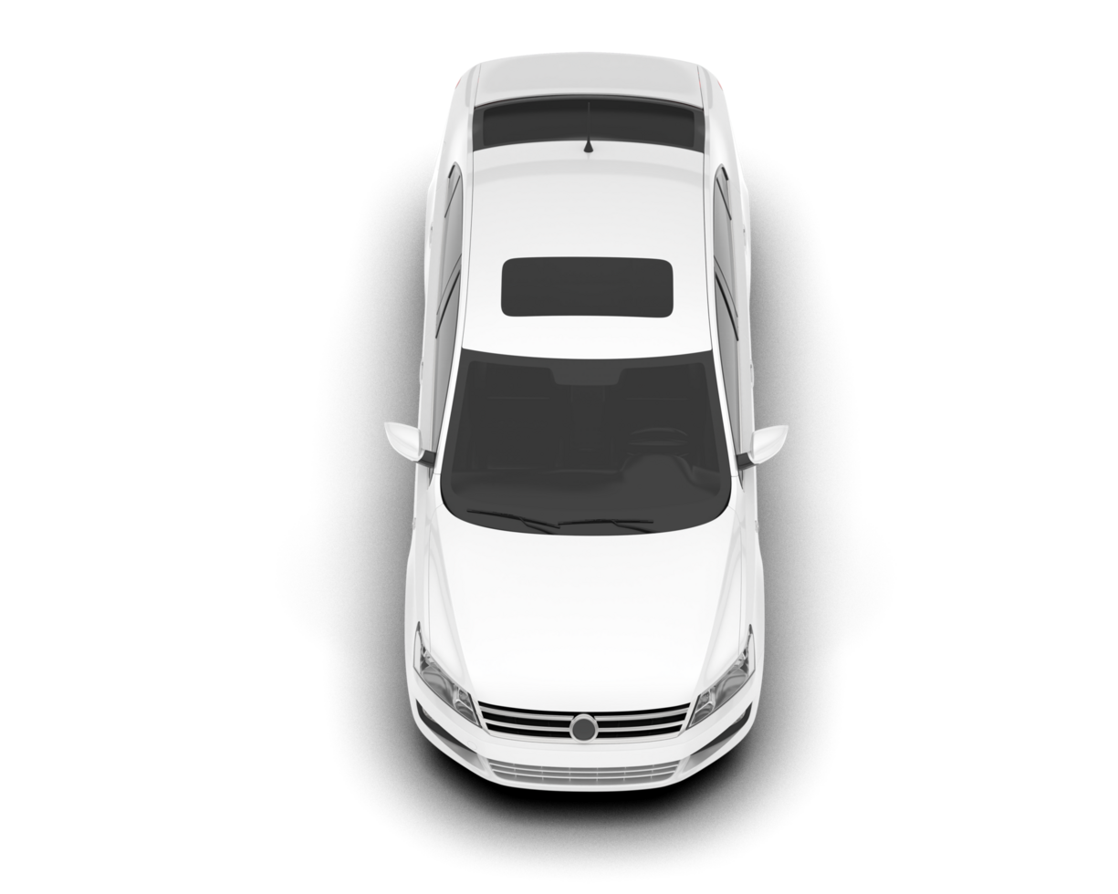 White city car isolated on transparent background. 3d rendering - illustration png