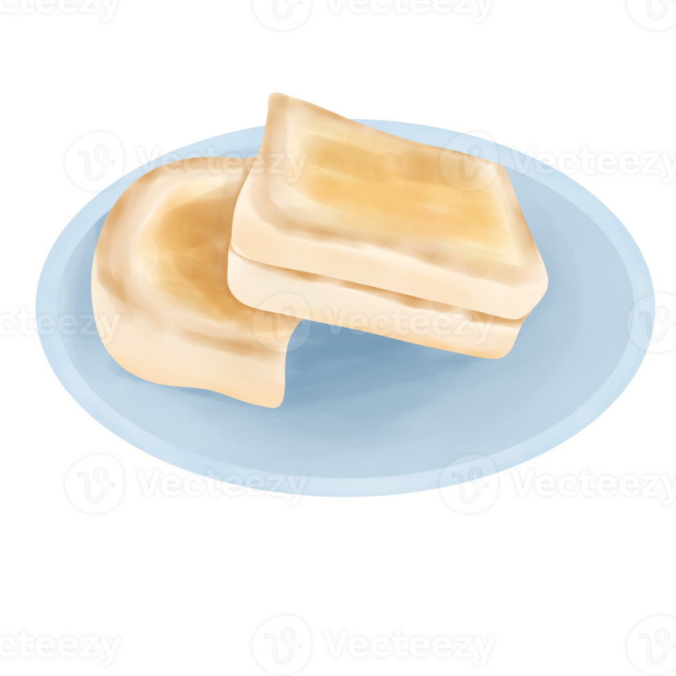 Toast Bread On The Blue Plate Illustration 29947824 PNG