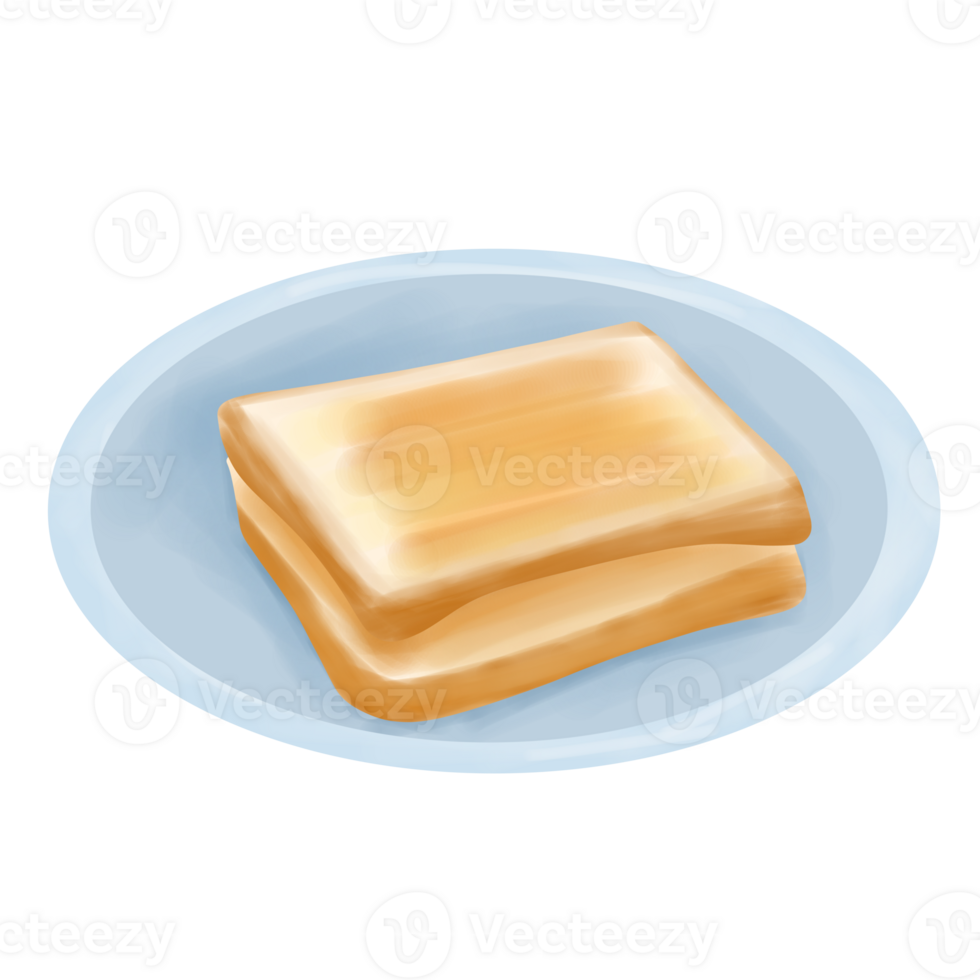 Toast Bread On The Blue Plate Illustration 29947831 PNG
