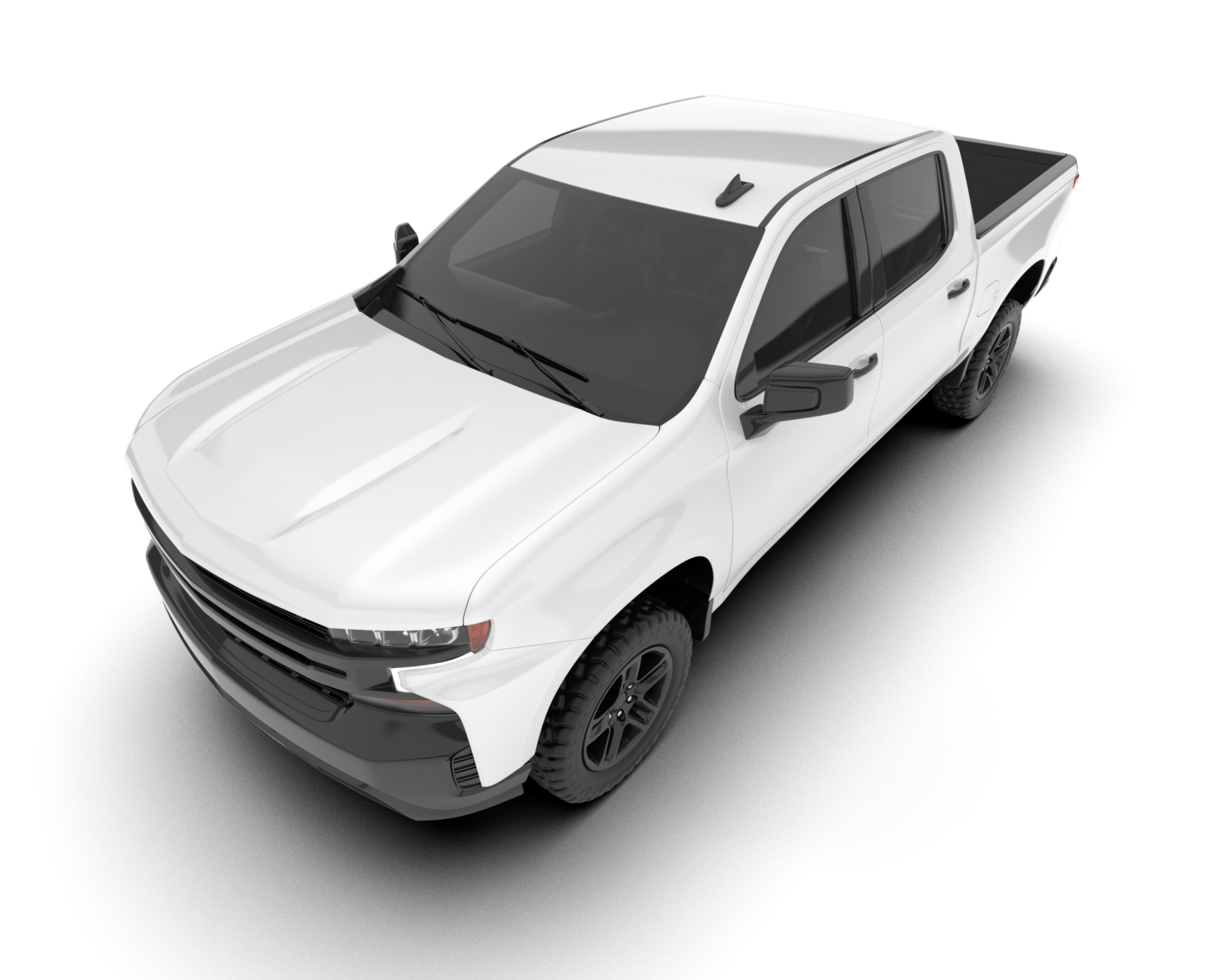 White pickup truck isolated on transparent background. 3d rendering - illustration png