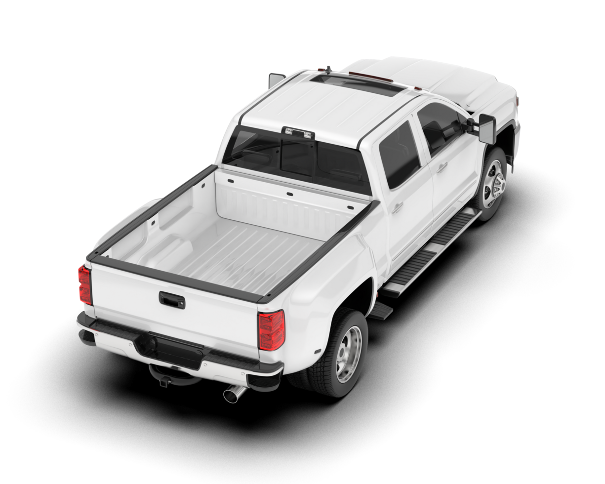White pickup truck isolated on transparent background. 3d rendering - illustration png