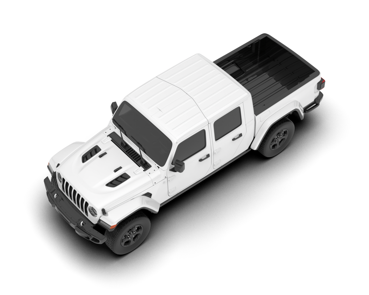 White pickup truck isolated on transparent background. 3d rendering - illustration png