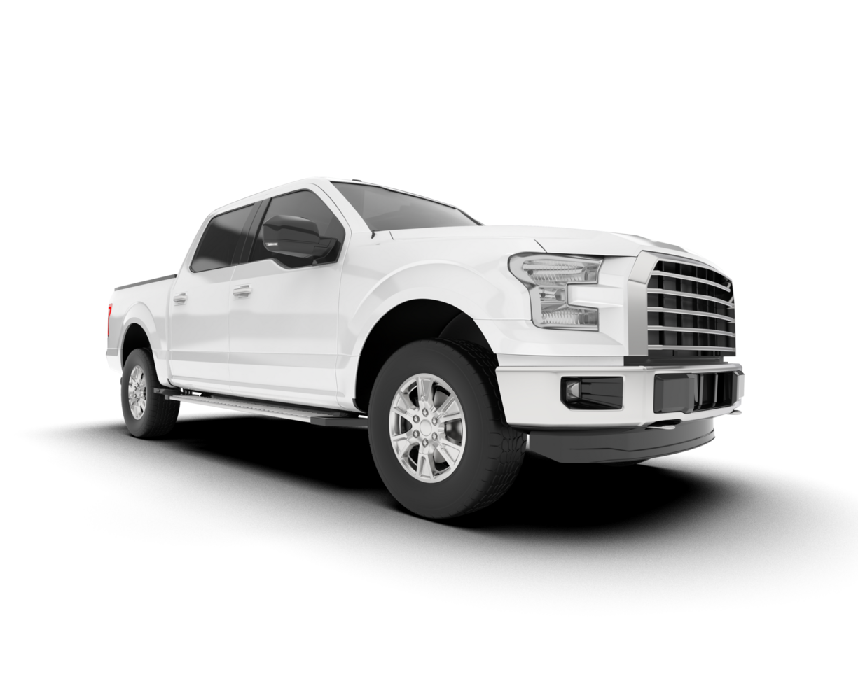 White pickup truck isolated on transparent background. 3d rendering - illustration png